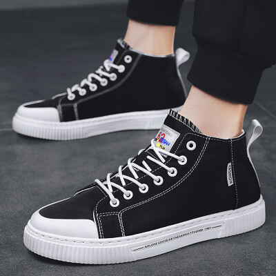 

Summer Gaobang tide shoes Korean version of the trend of mens cloth shoes casual wild shoes high-top spirit social group white shoes