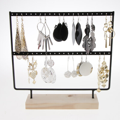 

Gobestart Wood Base Metal Jewelry Holder Display Stand Dangle Earrings Hanging 44 Holes