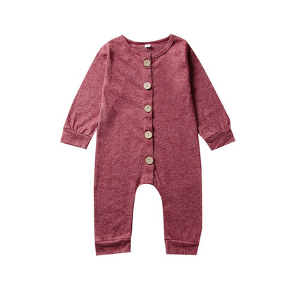 

Spring Autumn Casual Jumpsuit Baby Boy Solid Color Long Sleeve Rompers Kids Toddler Bodysuit Cotton Rompers