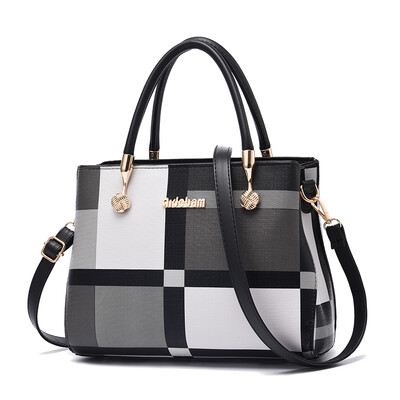 

Summer handbag female temperament shoulder bag female fashion color matching check messenger bag female large capacity