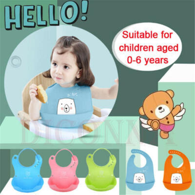 

US Lovely Infant Baby Kids Silicone Cartoon Bib Lunch Feeding Bibs Waterproof