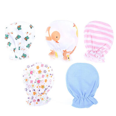 

5Pair Soft Cotton Baby Gloves Four Seasons Gloves Newborn Safety Gloves