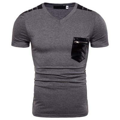 

Toponeto Fashion Mens Summer Casual Slim Patchwork Short Sleeve T Shirt Top Blouse