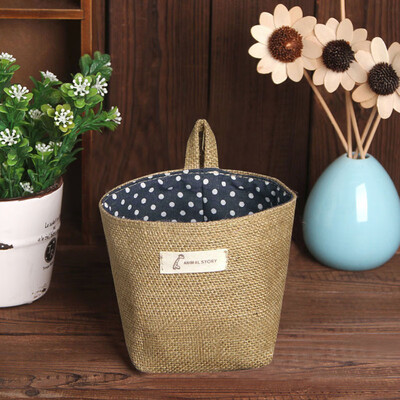 

〖Follure〗Polka Dot Small Storage Sack Cloth Hanging Non Woven Storage Basket BK