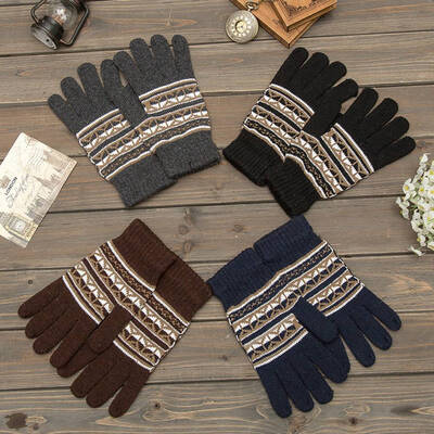 

Women Men Comfortable Thicken Warm Winter Full Finger Knitted Mittens Knitted Gloves Soft Mittens