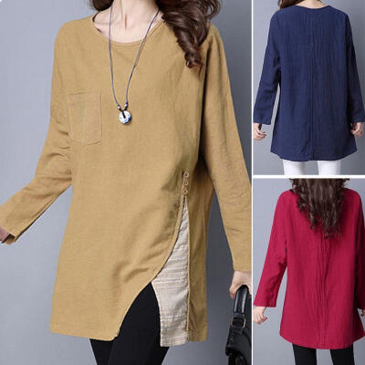 

Vintage Women&39s Loose Long Sleeve Autumn Tunic Blouse Top T-Shirt Plus