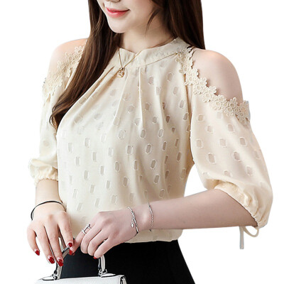 

Sexy Off Shoulder Ruffle Tops Blouses Floral Printed Chiffon Blouse Korean Short Sleeve Casual Women Blusas Femininas Clothing