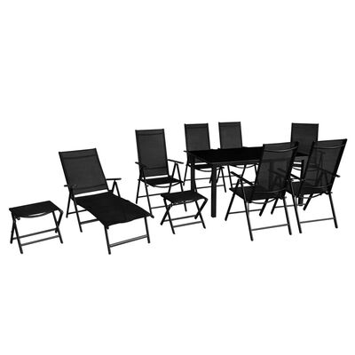 

10 Piece Outdoor Dining Set Aluminium Black