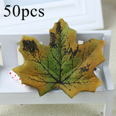 

50Artificial Fall Fake Silk Leaves Lovable Autumn Maple For Wedding Party Decor