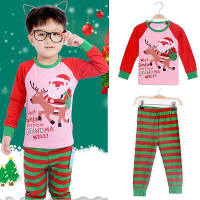 

Baby Kid Boy Xmas Dressing Gown Nightwear Pajama Set Sleepwear Leggings Set