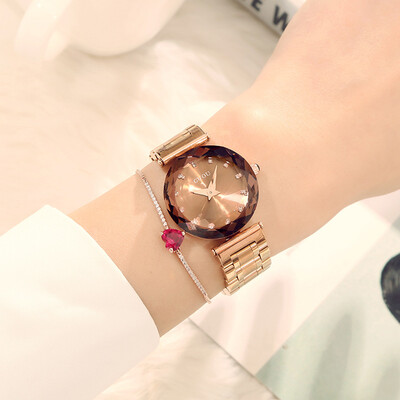 

Womens watch simple&elegant retro rose gold steel belt waterproof female trend diamond table