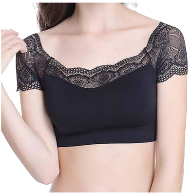 

Toponeto New Fashion Sexy Yoga Sports Bras Lace Seamless Sports Strap Chest Pad Underwear