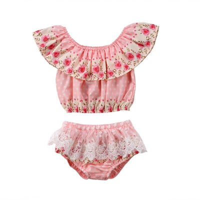 

Newborn Kid Baby Girls Floral Lace Tops Blouse Pants Shorts Outfits Set Clothes