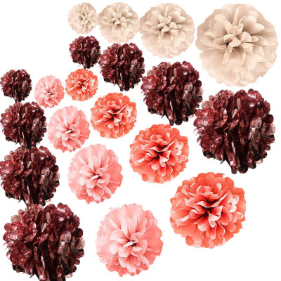 

Gobestart 20 PCS Rose Gold Party Decorations - Metallic Foil&Tissue Paper Pom Poms - Baby Shower