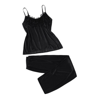 

Toponeto 2Pcs Ladies Sexy Satin Silk Sleepwear Babydoll Lingerie Nightdress Pyjamas Suit