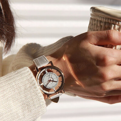 

〖Follure〗Women Neutral Personality Simple Analog Wrist Delicate Unique Hollow Watch BK