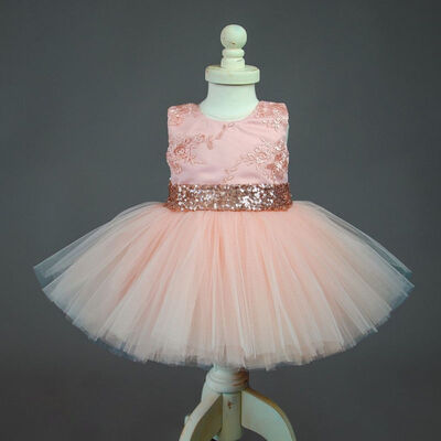 

Kids Baby Flower Girls Bow Sequins Tulle Tutu Dress Princess Party Wedding Gown