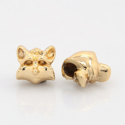 

Nickel Free & Lead Free Unfading Golden Tone Alloy European Beads Large Hole Beads Cat 13x13x10mm Hole 5mm