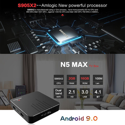 

Magicsee N5 Max Smart Android 90 TV Box S905X2 4K HDR 2GB 16GB 24G & 5G WiFi & 100M LAN DLNA Miracast HD Media Player
