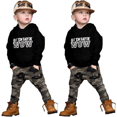 

2PCS Toddler Baby Boys Hip Hop Tops T-shirt Camo Pants Outfits Set Clothes