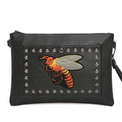 

Rivet hand clutch bag embroidery pattern rivet fashion men&women hand bag Korean diagonal bag