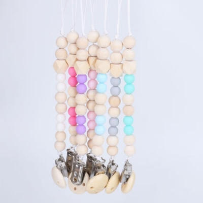 

Wooden Soother Silicone Holder Cute For Baby Chew Pacifier Clip Teething Dummy