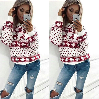 

Women Lady Hoodie Sweatshirt Jumper Sweater Pullover Tops Coat Christmas Winter