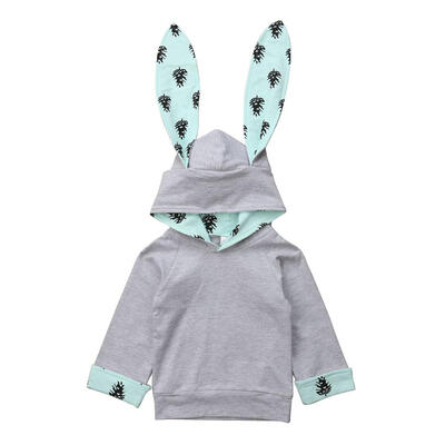 

Girls Cotton Baby Long Sleeve Cute Rabbit Ears Hoodies Kids Pullover Tops