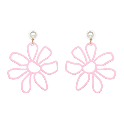 

AOTEMAN 6 colors 2019 new Cute Sipmle Daisy Earrings Trendy Big Metal Flower Statement Dangle Earrings For Women Wedding Brincos