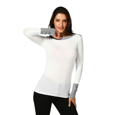 

〖Follure〗Womens Sexy O Neck Fight Color Long Sleeve Jumper Sweaters Blouse Tops