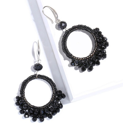 

Bohemian Fashion Women Crystal Beads Drop Dangle Earrings Round Pendant Jewelry