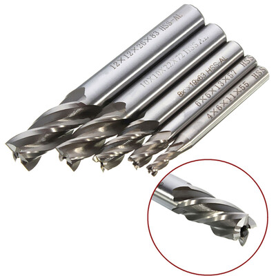 

5 PcSet HSS End Mill Milling Cutter Metal Drilling Bit 4681012mm Power Tool