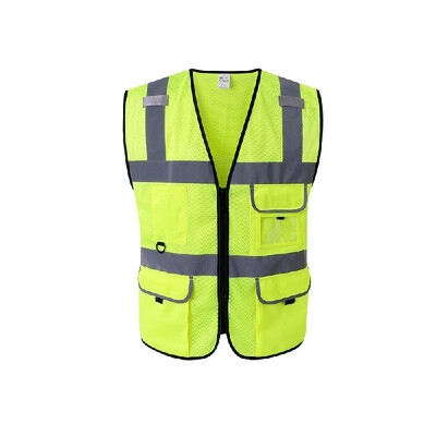 

High Visibility Reflective Safety Vest Reflective Vest Multi Pockets Workwear Safety Waistcoat