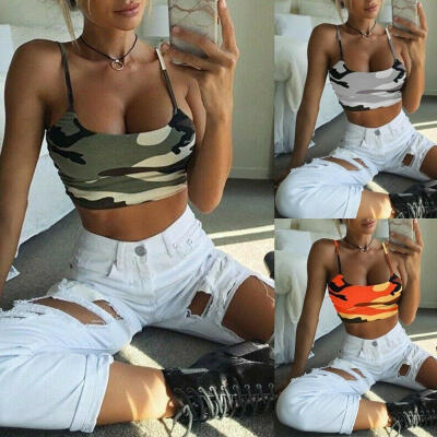 

Women Sexy Camouflage Crop Top Bustier Tube Tank Tops Cami Tops Vest Blouses