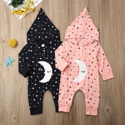 

US Baby Boy Girl Kids Moon Hooded Jumpsuit Romper Winter Warm Cotton Clothes Set