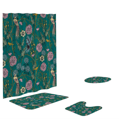 

Toponeto 4PCS Non Slip Toilet Polyester Cover Mat Set Bathroom Shower Curtain