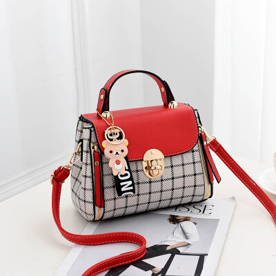 

Bag-lady Stitching Lattice Twisted Bag Korean Hand-held Small Square Bag Single Shoulder Fairy ins Super-hot Bag