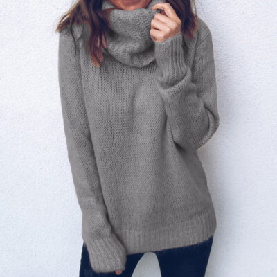 

〖Follure〗Women Solid Long Sleeve Turtleneck Knitted Sweater Jumper Pullover Top Blouse