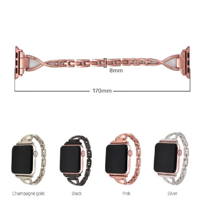 

Womens Diamond Inserted Strap Bracelet Jewelry Fashion Elegant Wristband Stainless Steel Watch Band For Apple Watch