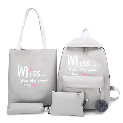 

4pcsset Letter Print Canvas Women Shoulder Totes Pen Bags Clutch Backpacks