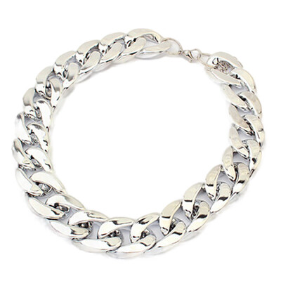 

Women Simple Punk Style Cut Link Chain Choker Shiny All Match Necklace Jewelry