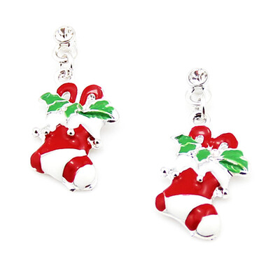 

Popular Christmas Jewelry Santa Claus DIY Gold Plated Socks Earrings Ear Drop