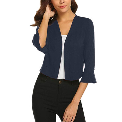 

Toponeto Fashion Women Winter Half Sleeve Trumpet Sleeve Solid Color Short Cardigan Coats