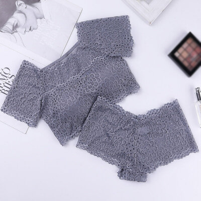 

Women Underwear Set Off-the-shoulder High-elastic Mesh Anti-glare Female Vest Underwear Set Short-sleeved Vest Boxer