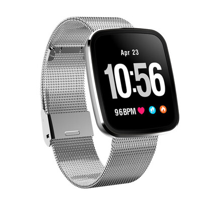 

V6 Steel Watchband Heart Rate Intelligent Bracelet Bluetooth 40 Blood Pressure Monitor Wristband 13" OLED Color Screen Band