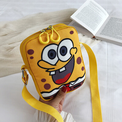 

2019 new simple wild shoulder bag cartoon cute sponge baby canvas bag female fashion ugly messenger Messenger bag