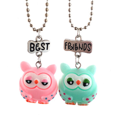 

Kids Children Resin Pendant Necklace Owl Friends Necklace Creative Gift for Friends Girl or Boy