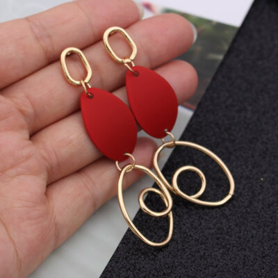 

EK537 New Fashion Metal Painted Waterdrop Heart Pendant Earrings for Women Handmade Sweet Wedding Jewelry Christmas Gift