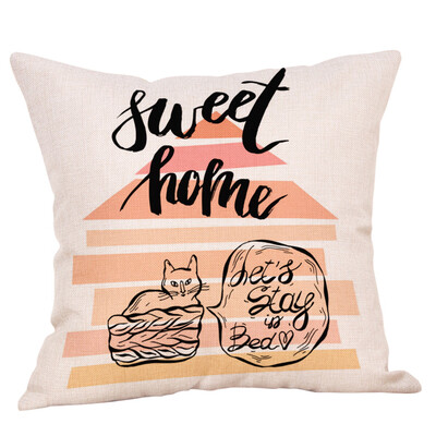 

〖Follure〗Sweet Home Cotton Linen Square Throw Pillow Cases Home Decor Sofa Cushion Cover