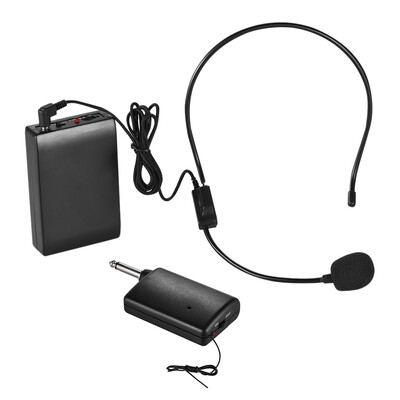 

Portable FM Wireless Microphone Headset System Voice Amplifier 14in Output Plug with Bodypack Transmitter Receiver for Teacher Sp